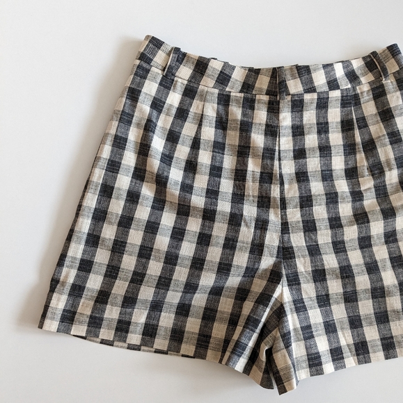 NWT Mango Emily Check Linen Blend Shorts - size 6 / 38 / Medium - Picture 8 of 8